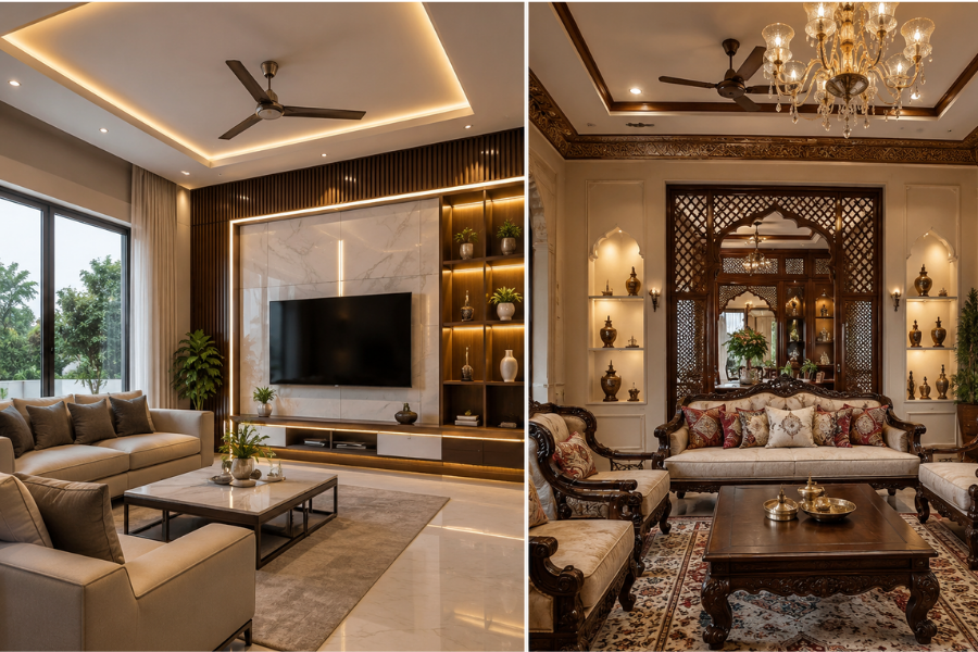 Modern vs Traditional Home Interiors in Lucknow